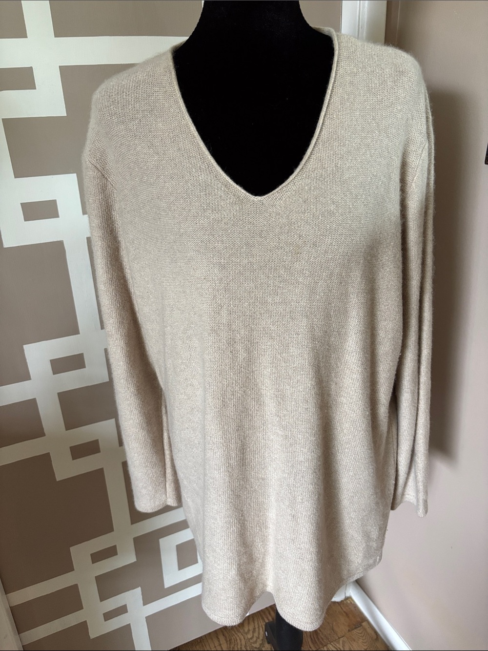 Vtg Saks Fifth Avenue 100% Cashmere Women's Sweater Beige, Flawed Upcycle Repair